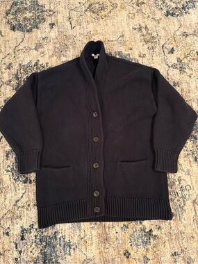 Y2K Gap Mens Small Thick Black Night Collar Cocoon Cardigan Sweater 100% cotton